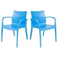 Rainbow Outdoor Pedro Set of 2 Stackable Armchair-Blue RBO-PEDRO-BLU-AC-SET2
